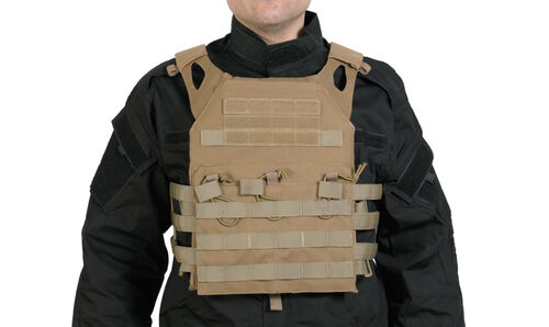 CHALECO PLATE CARRIER TAN DELTA TACTICS V18 + 2 PLACAS DE PROTECCION DUMMY